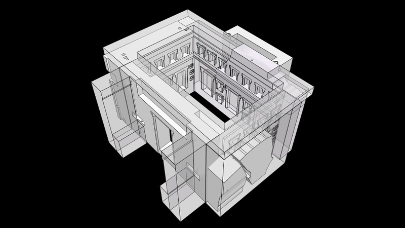 Virtual model of the stones in their proper location.